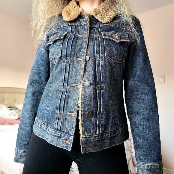 Dark Wash Jean Fur Jacket - Picture 2 of 9